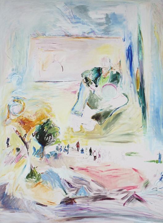 Selbstporträt im Spiegel, 115x150 cm, 2009