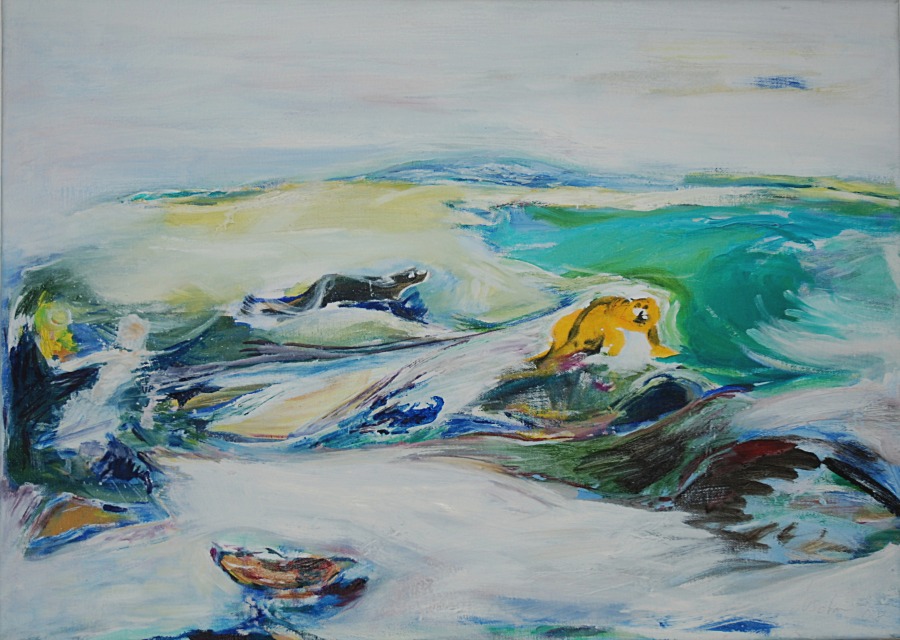 Begegnung als Robben in der Bucht, 50x70 cm, 2007