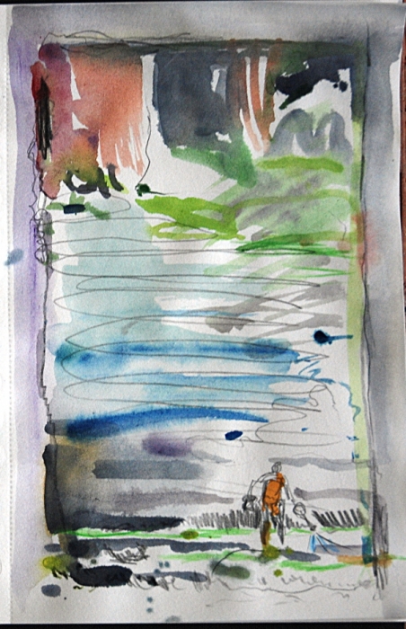 Mönch im Garten II, 14x21,6 cm, 2014